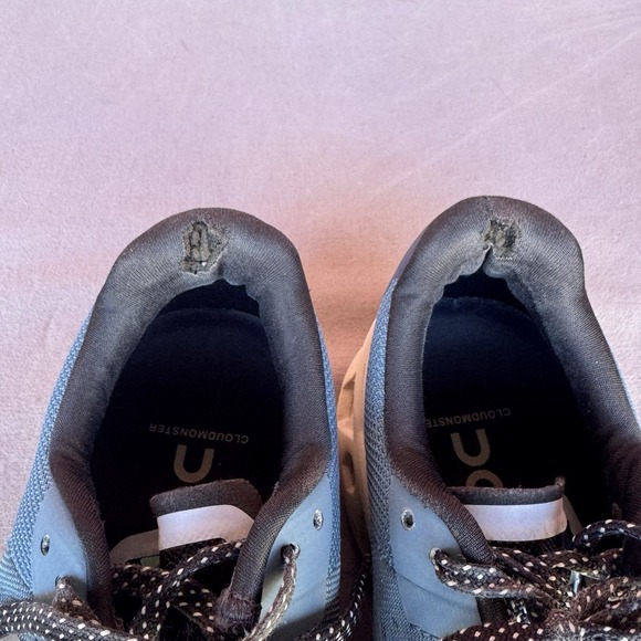 Size 9.5 - On Cloudmonster Shoes Womens Blue Green Running Sneakers Road Cushion - Picture 2 of 13